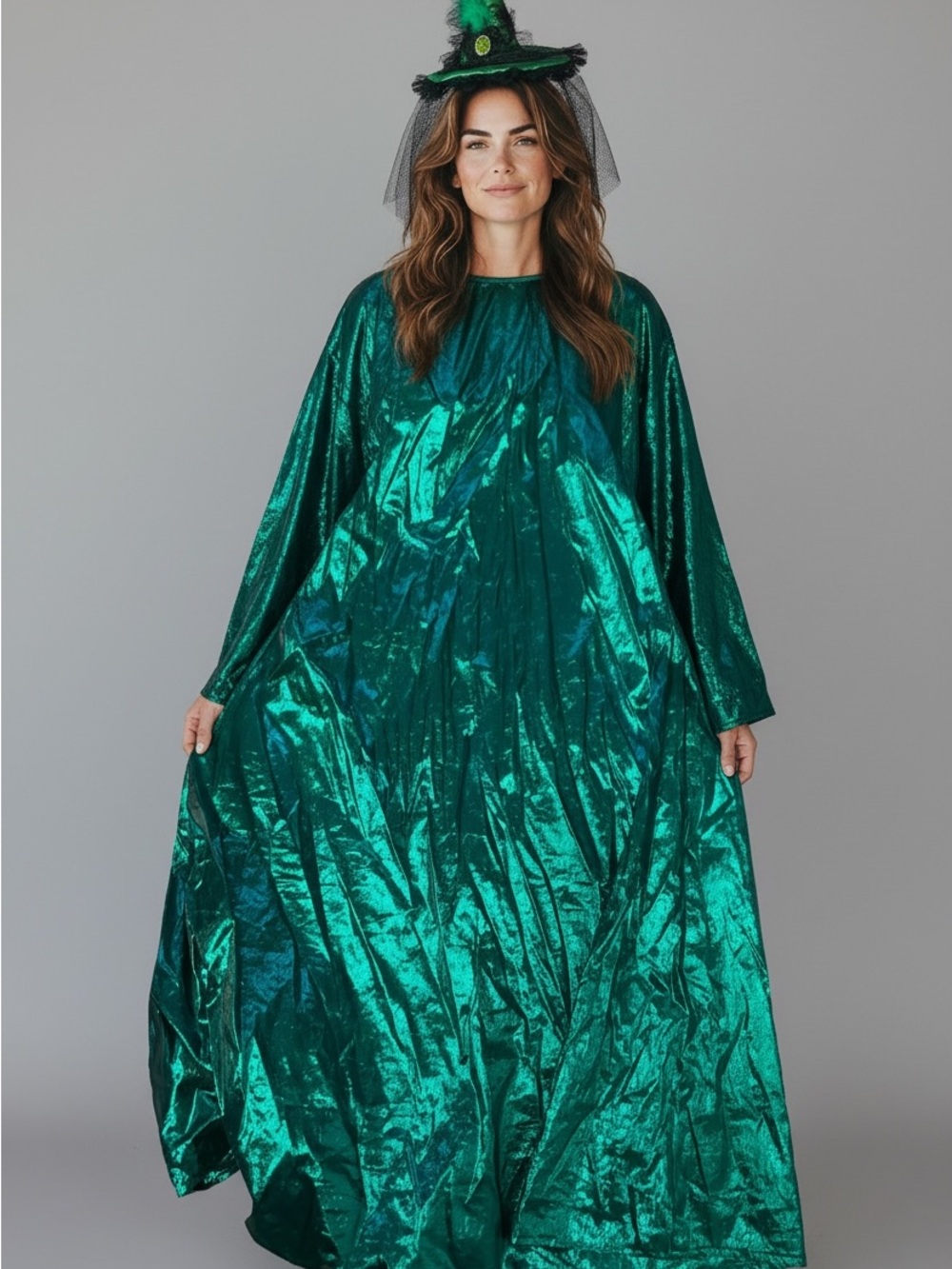 Halloween dress witch Halloween Metallic - Shimmering Emerald Gown